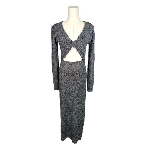 House of Harlow Metallic Rib Knit Cutout Midi Dress Size Medium - Picture 1 of 6